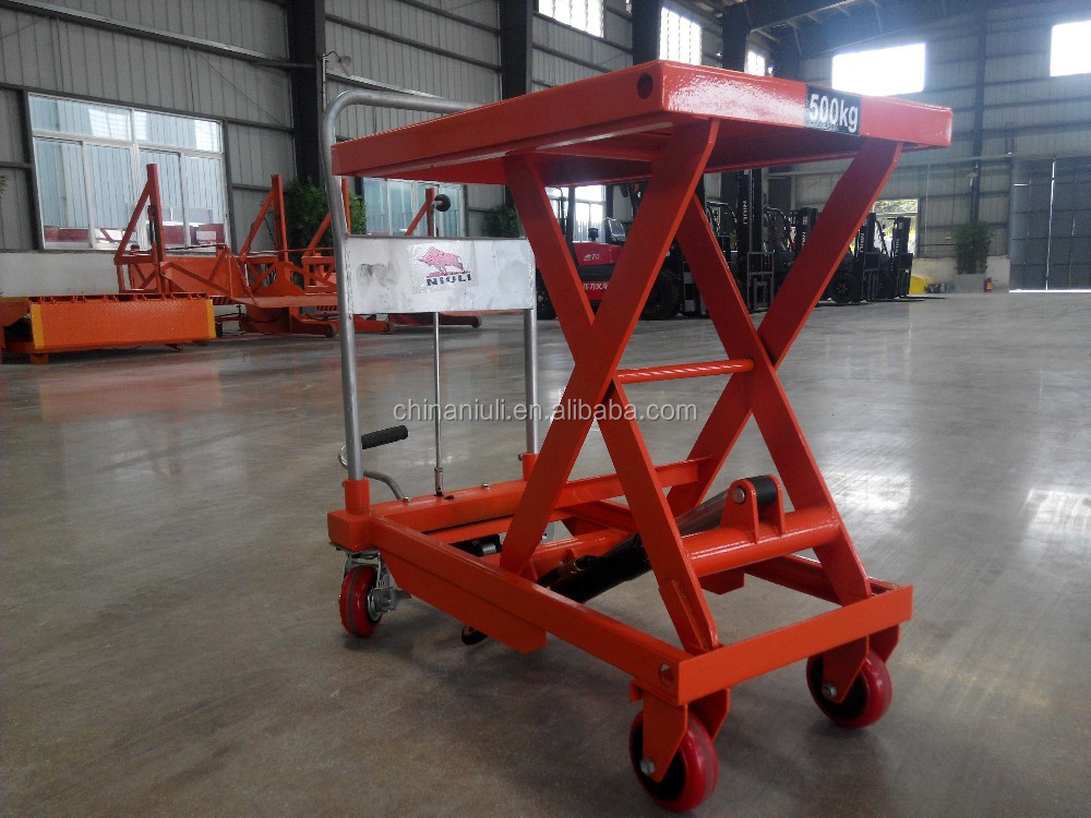 Plate-forme élévatrice NIULI 500kg Table élévatrice hydraulique mobile manuelle à ciseaux
